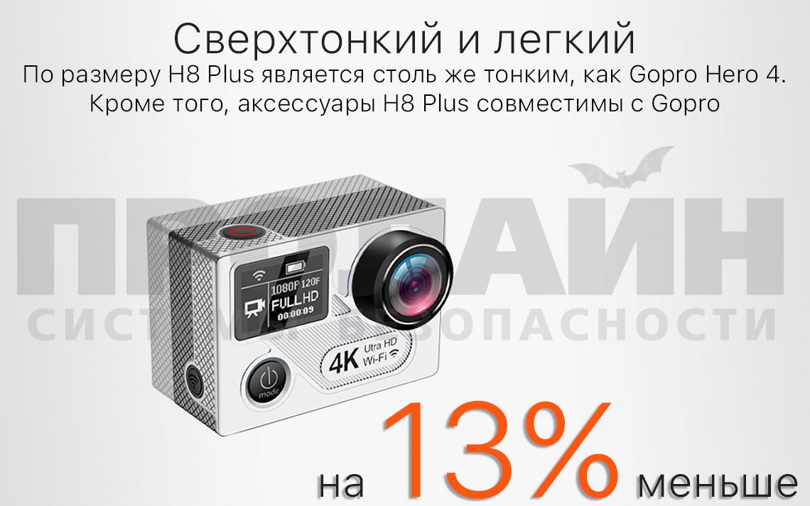 Экшн камера EKEN H8Plus Ultra HD 4K