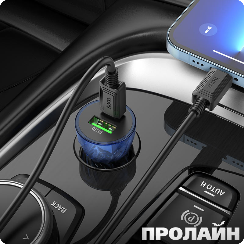 АЗУ HOCO Z47A Transparent discovery edition Type-C to Lightning Blue