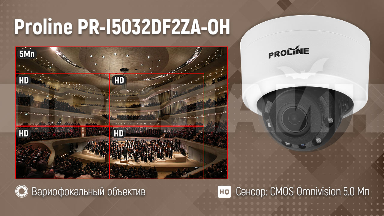 Купольная 5 Мп IP-камера Proline-PR-I5032DF2ZA-OH