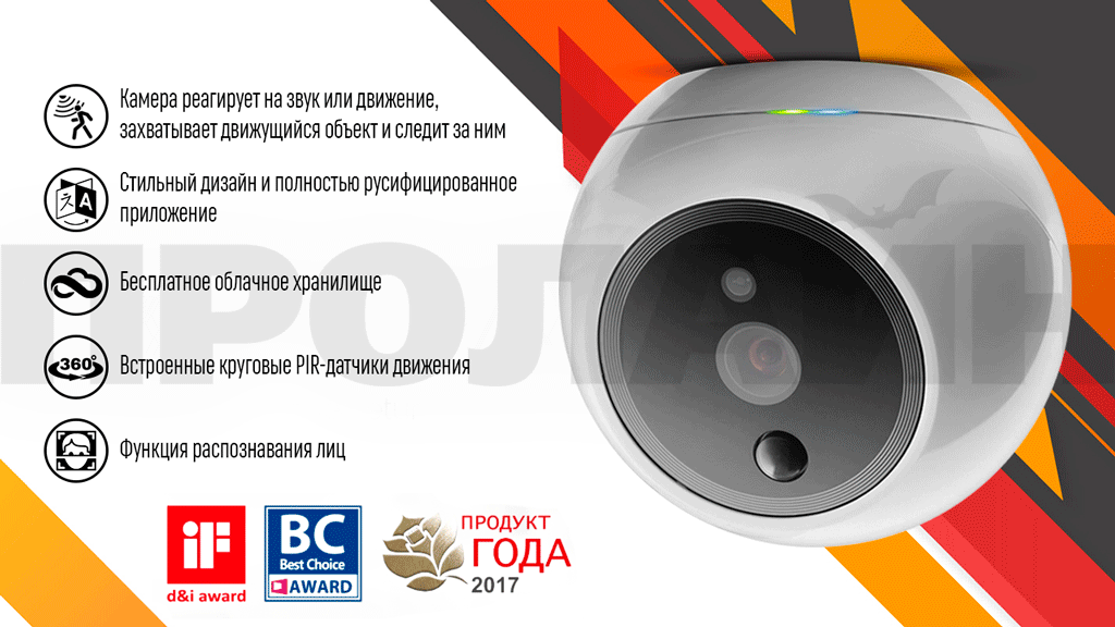 Домашняя поворотная Wi-Fi камера Amaryllo ATOM 2