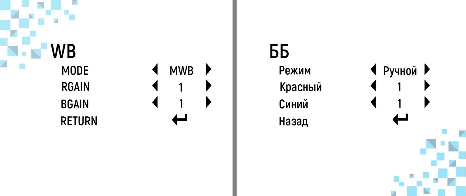 OSD-меню HM60W-13