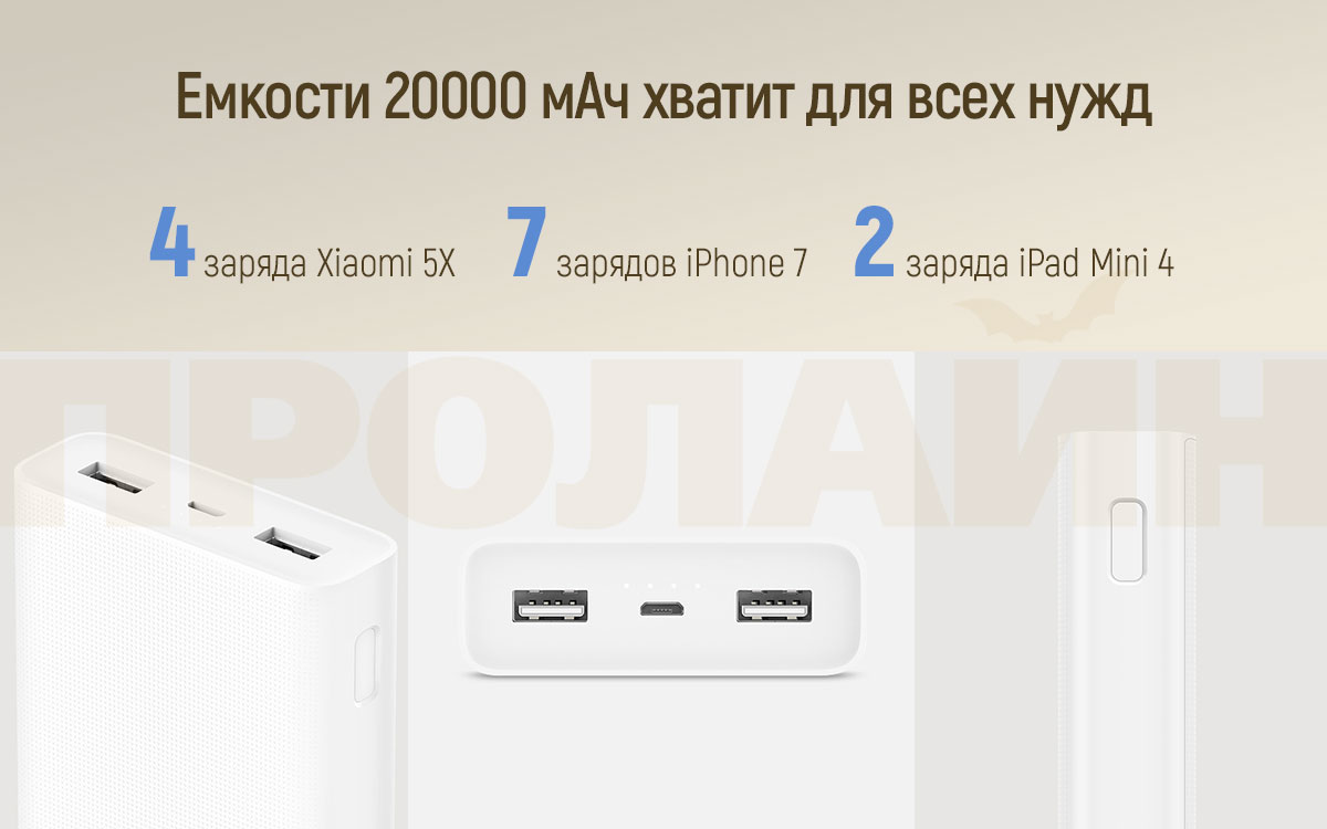 Внешний аккумулятор Xiaomi Mi Power Bank 2C 20000
