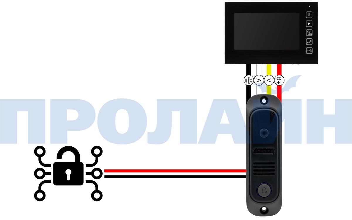 Комплект 7" LCD цветного видеодомофона Proline DF-KIT728U