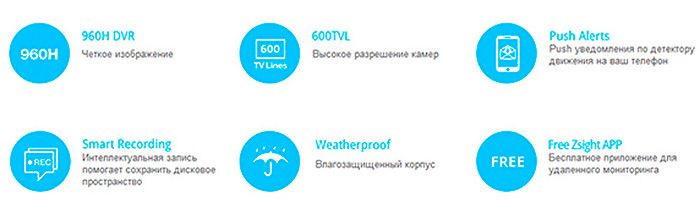 Комплект видеонаблюдения с 4 уличными камерами ZMODO ZM-I4Q4+500Gb