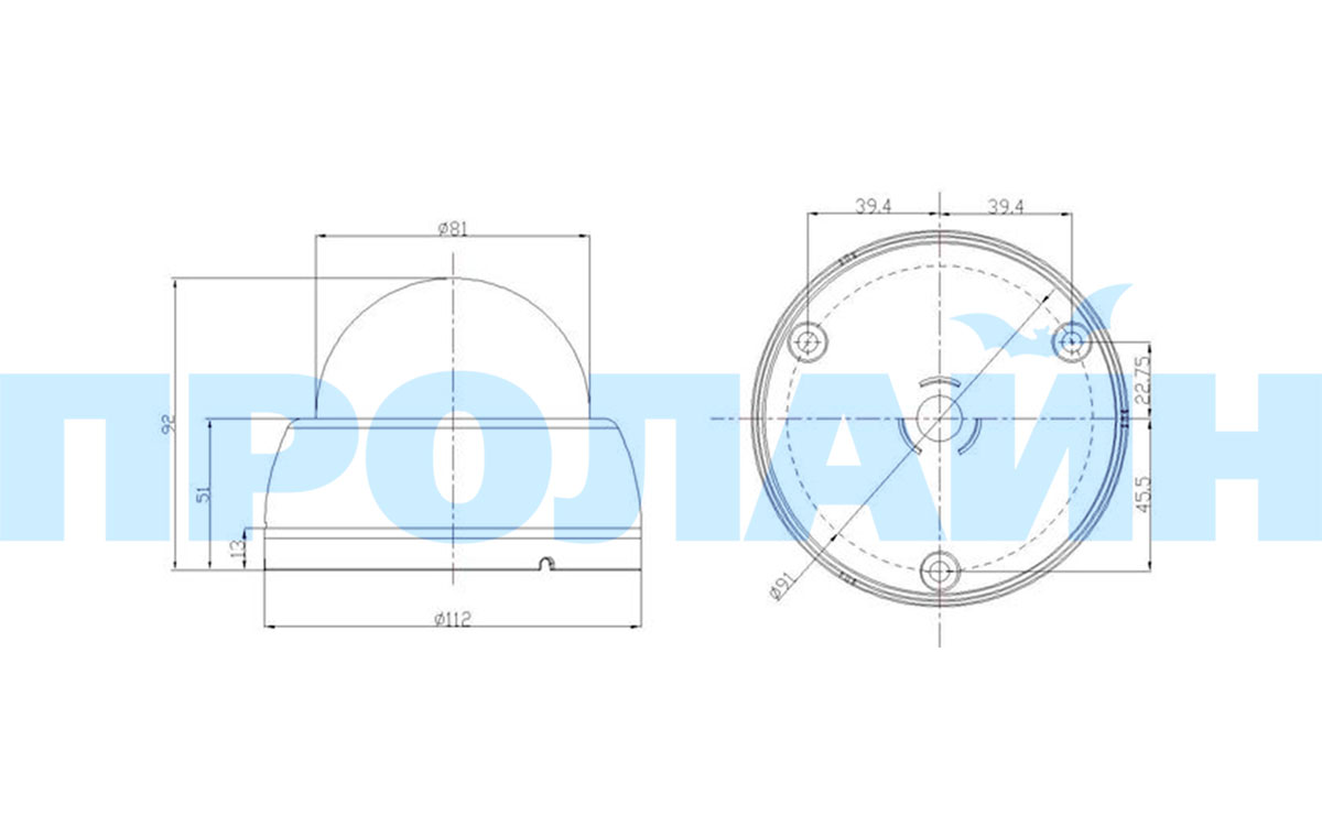 Купольная IP-камера Proline IP-D2122AUF POE