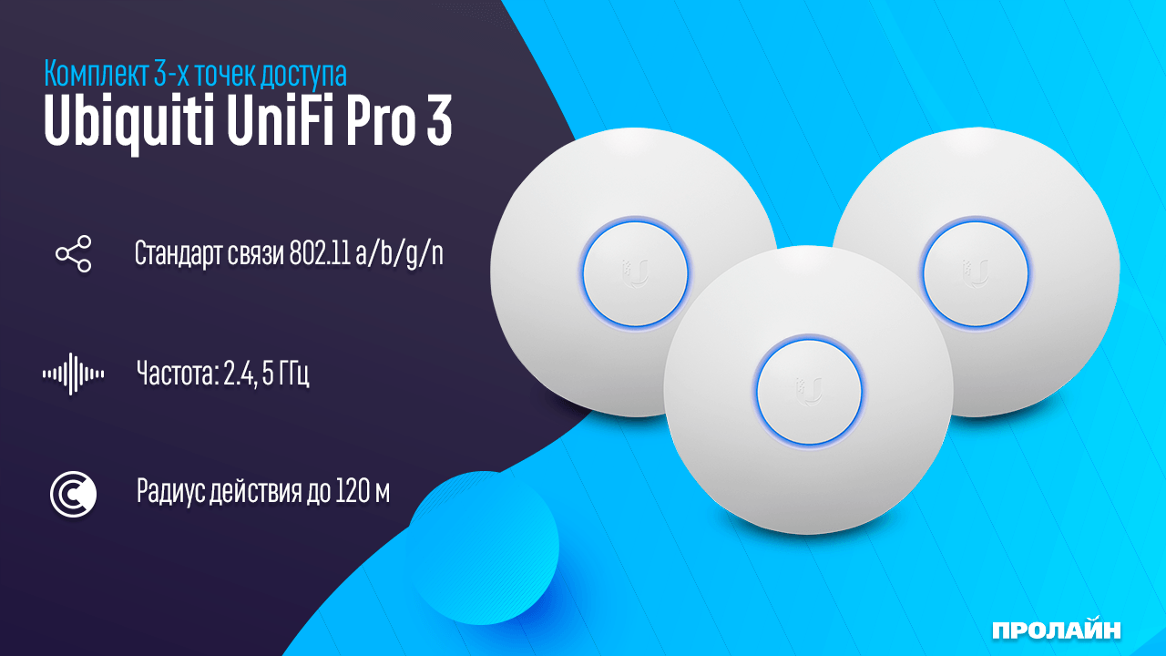 Комплект 3-х точек доступа Ubiquiti UniFi Pro 3