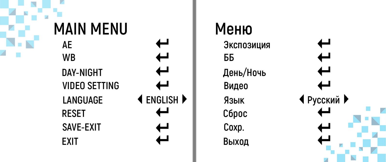 OSD-меню HM60W-13