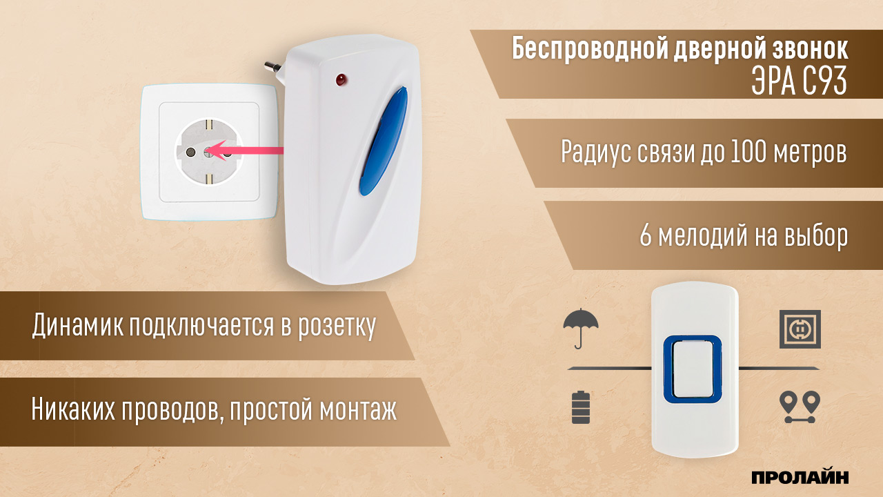 Беспроводной дверной звонок ЭРА С93