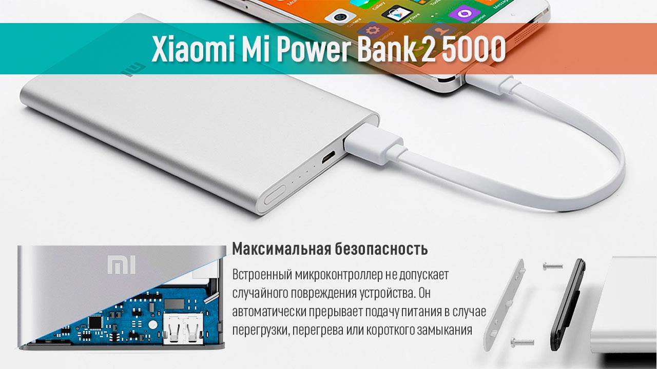 Внешний аккумулятор Xiaomi Mi Power Bank 2 5000 White