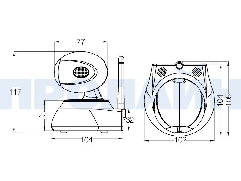 Внутренняя поворотная IP камера Proline IP-HPT102WRG