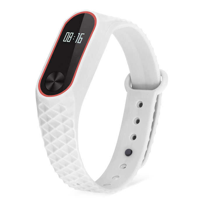 Ремешок для Mi Band 2 ребристый белый с красным основанием