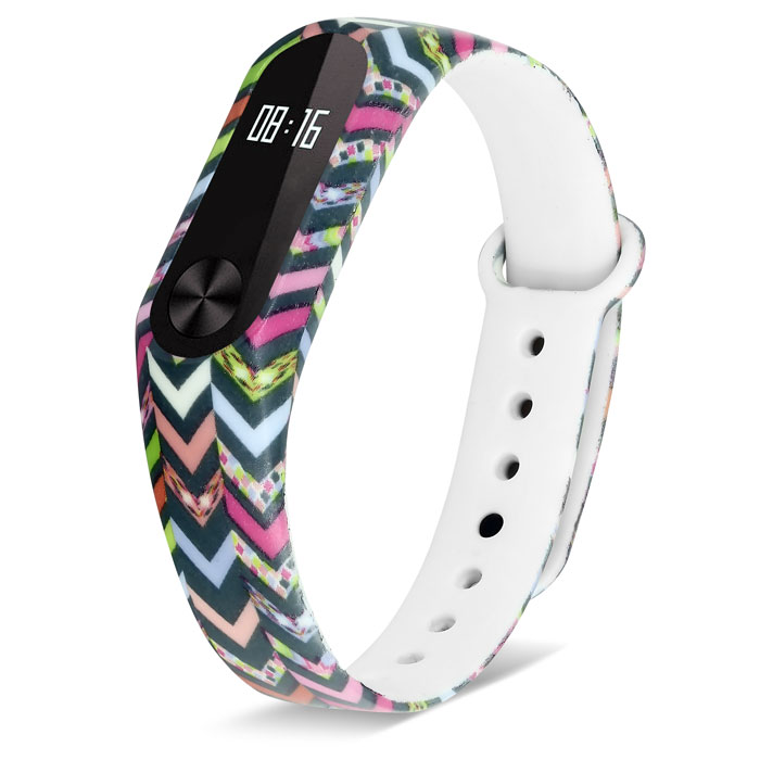 Ремешок для Mi Band 2 силиконовый с узором цветная мозаика