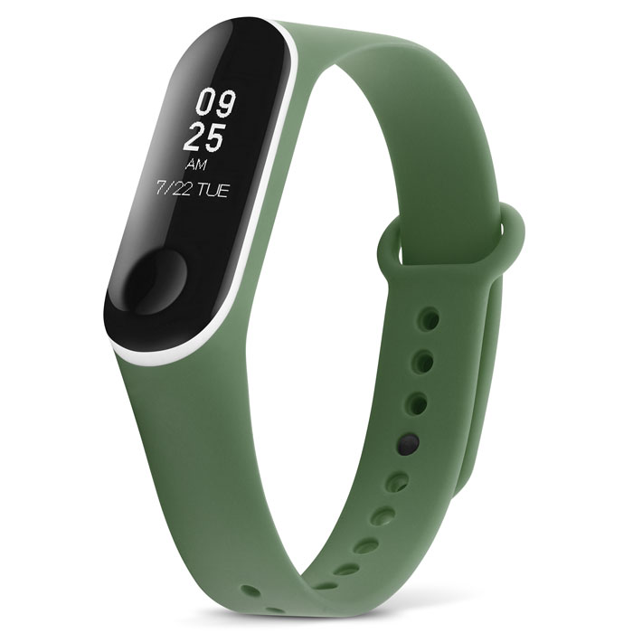 Ремешок для Xiaomi Mi Band 3 тёмно-зелёный с белым