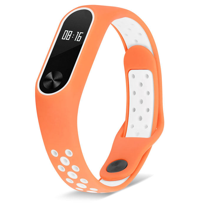 Ремешок для Mi Band 2 спортивный оранжевый с белым