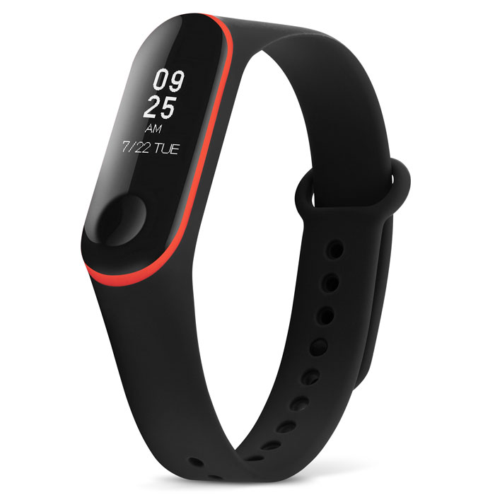 Ремешок для Xiaomi Mi Band 3 чёрный с красным