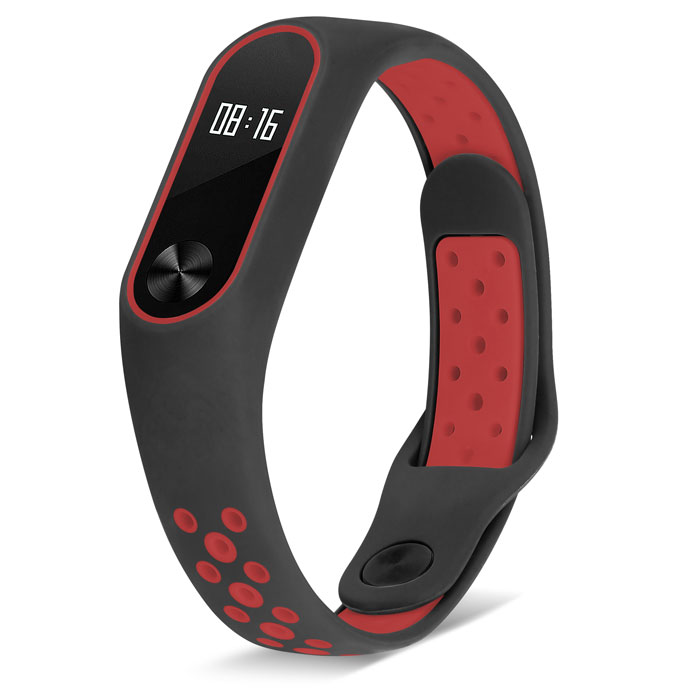 Ремешок для Mi Band 2 спортивный черный с красным