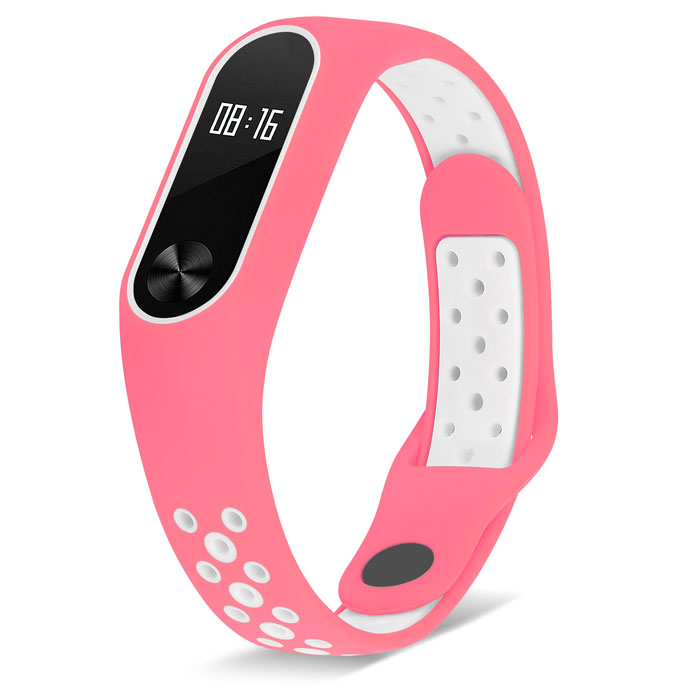 Ремешок для Mi Band 2 спортивный розовый с белым