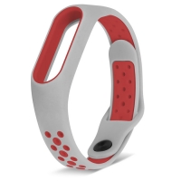 Ремешок для фитнес-браслета Mi Band 2 спортивный серый с красным