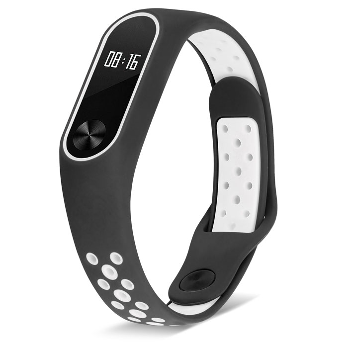 Ремешок для Mi Band 2 спортивный черный с белым