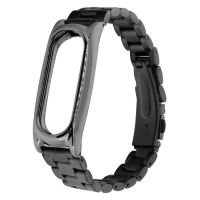 Ремешок для фитнес-браслета Mi Band 2 из нержавеющей стали черный