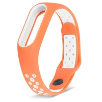 Ремешок для фитнес-браслета Mi Band 2 спортивный оранжевый с белым