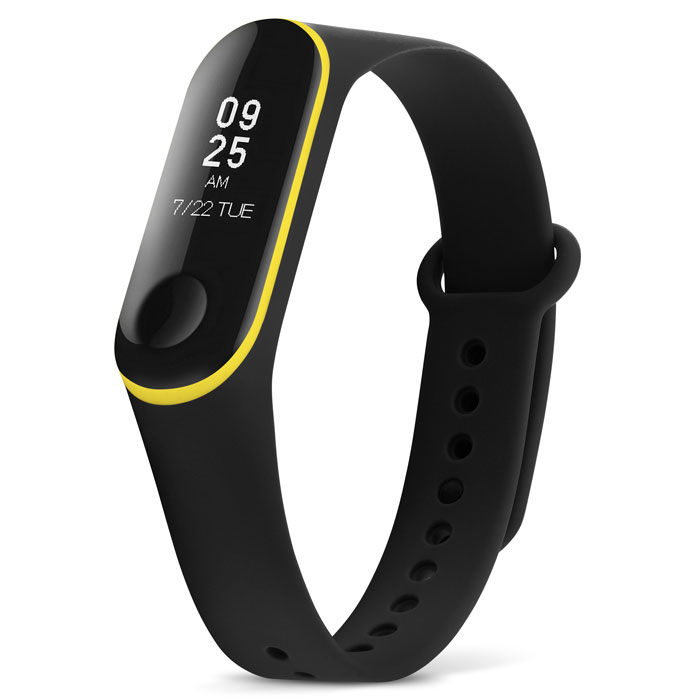 Ремешок для Xiaomi Mi Band 3 чёрный с жёлтым