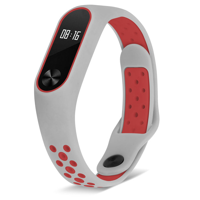Ремешок для Mi Band 2 спортивный серый с красным